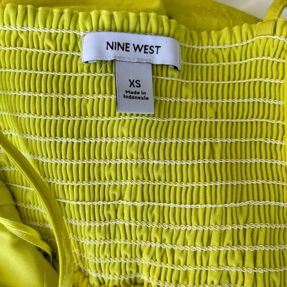 Women’s Nine West Neon Yellow Tie Front Fit and Flare Sun Dress - Picture 7 of 11